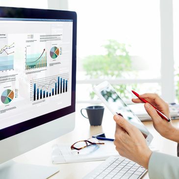 Person using tablet for analytics